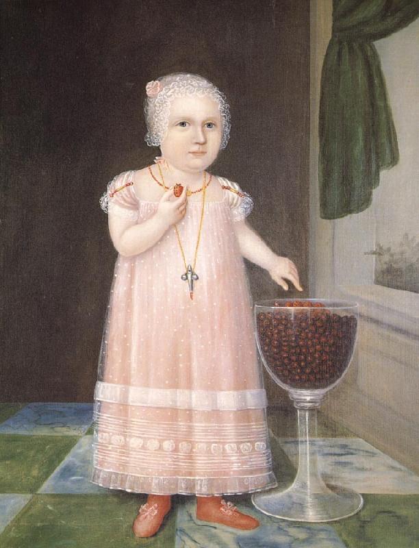 Johnson Joshua Little Girl in Pink with Goblet Filled with Strawberries:A Portrait Sweden oil painting art